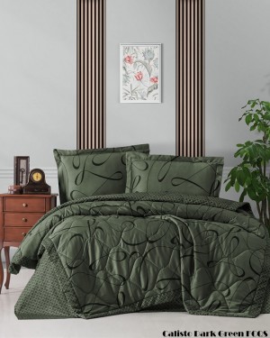 Летний постельный набор Softness Quilt Set "Calisto Dark Green"