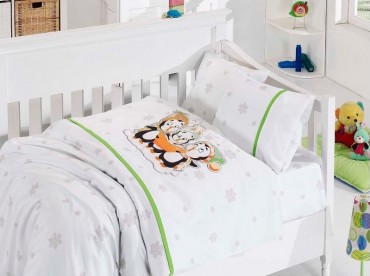 Детское постельное бельё Penguins Yesil First Choice Бамбук в кроватку
